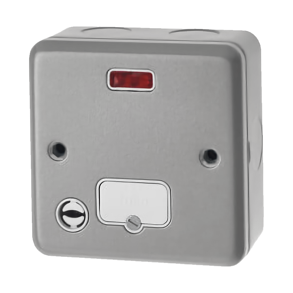Metal Clad 13A Fused Spur With Flex Outlet and Neon Indicator